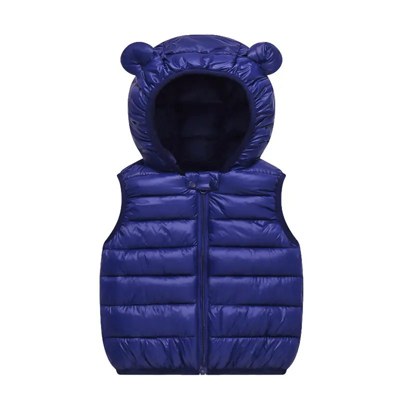 Kids Hooded Vest Light Blue Bear Ears Winter Wear - Image 5
