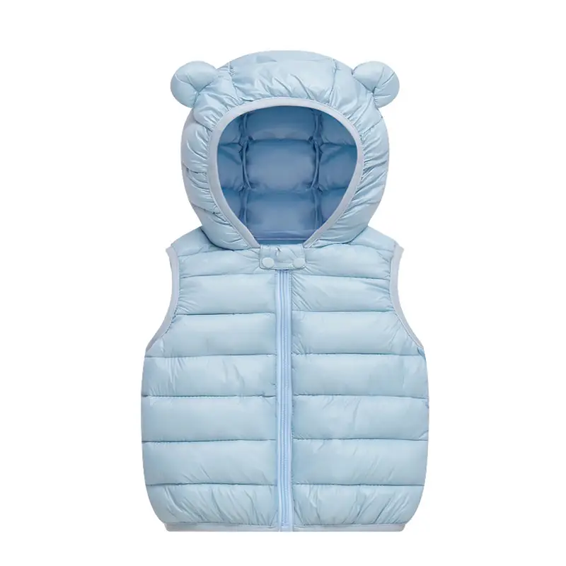 Kids Hooded Vest Light Blue Bear Ears Winter Wear - Image 6