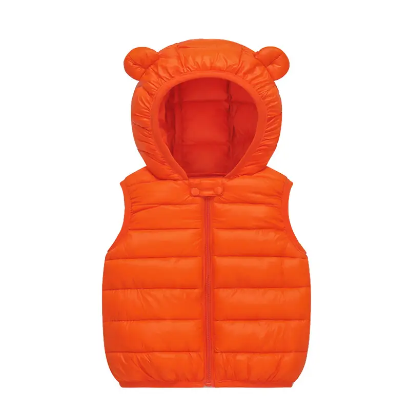 Kids Hooded Vest Light Blue Bear Ears Winter Wear - Image 7