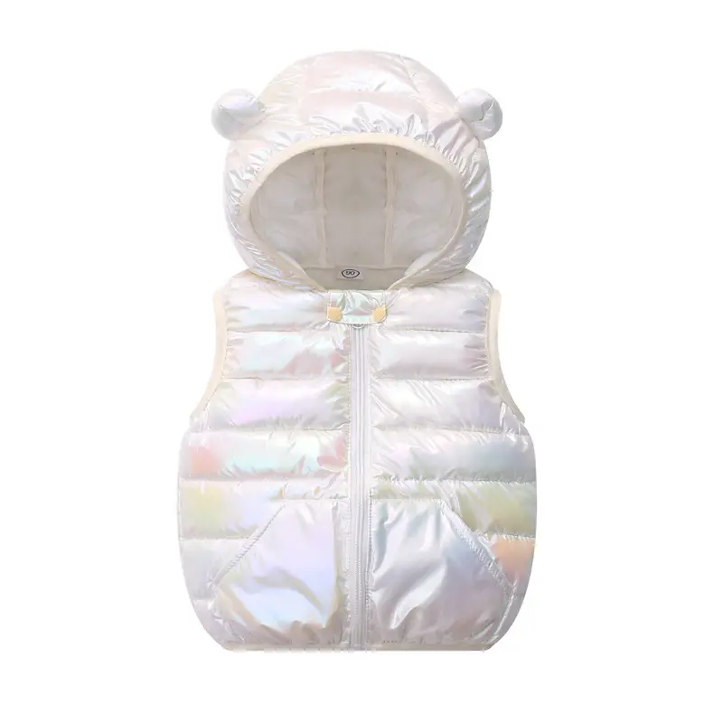 Kids Hooded Vest Light Blue Bear Ears Winter Wear - Image 9