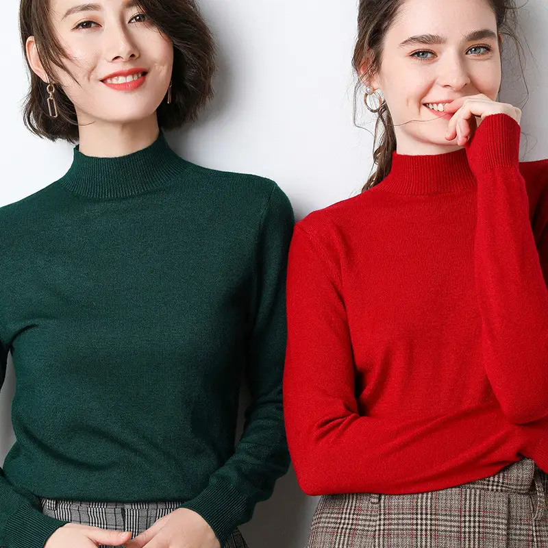 Women Wool Half Turtleneck Sweater Large Winter Warm - Image 10