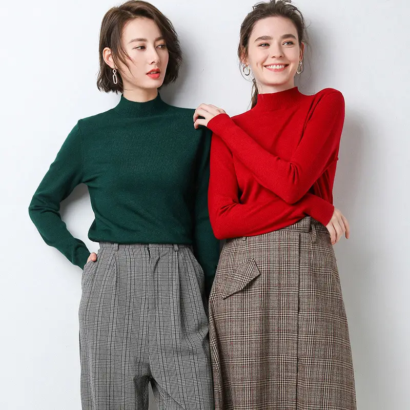 Women Wool Half Turtleneck Sweater Large Winter Warm - Image 11