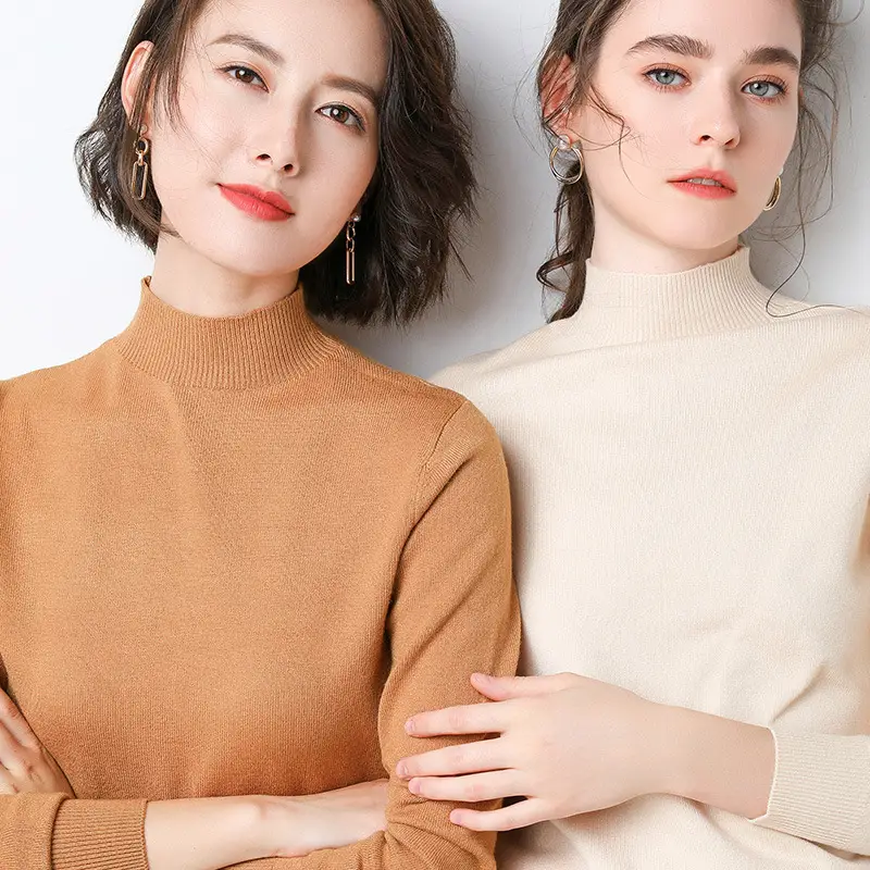 Women Wool Half Turtleneck Sweater Large Winter Warm - Image 12