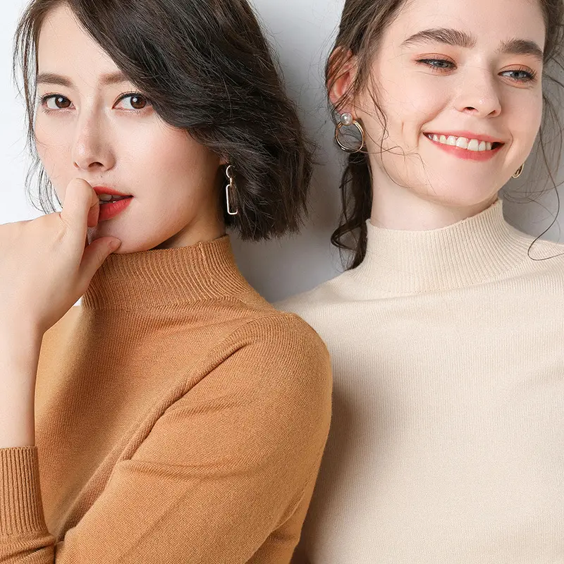 Women Wool Half Turtleneck Sweater Large Winter Warm - Image 13