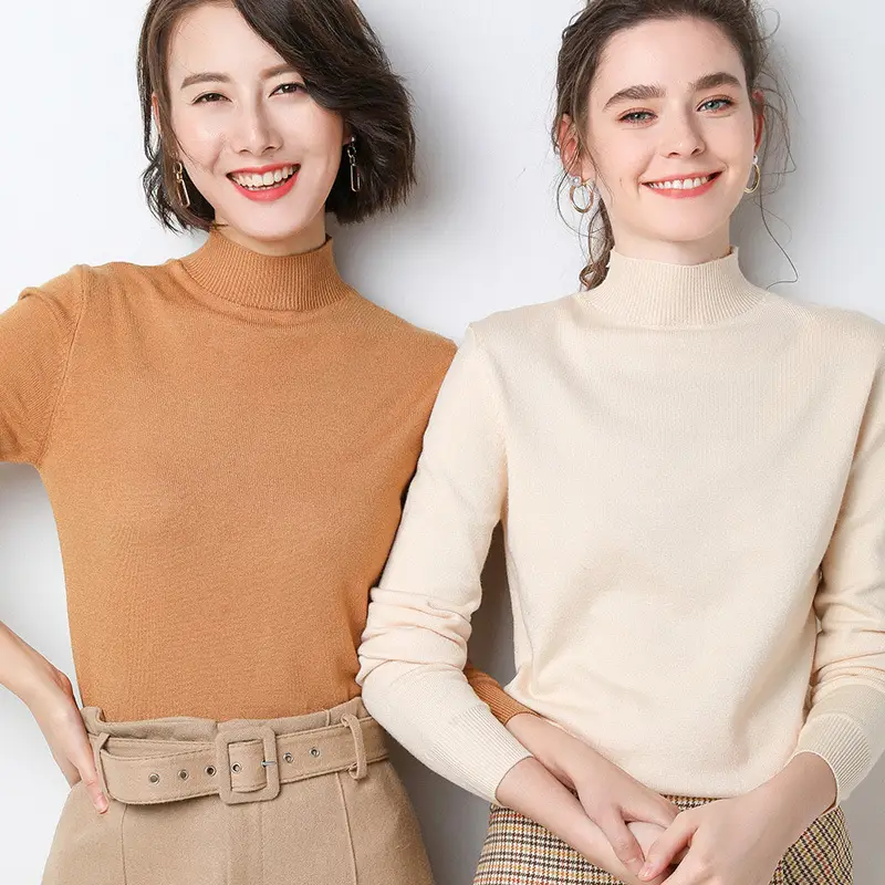 Women Wool Half Turtleneck Sweater Large Winter Warm - Image 14