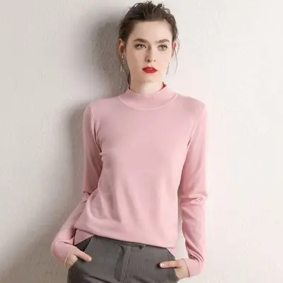 Women Wool Half Turtleneck Sweater Large Winter Warm - Image 2