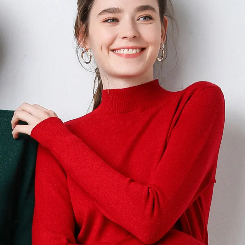 Women Wool Half Turtleneck Sweater Large Winter Warm - Image 3