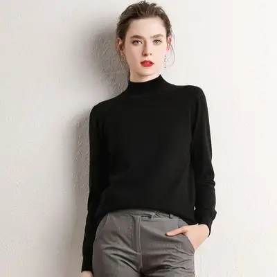 Women Wool Half Turtleneck Sweater Large Winter Warm - Image 5