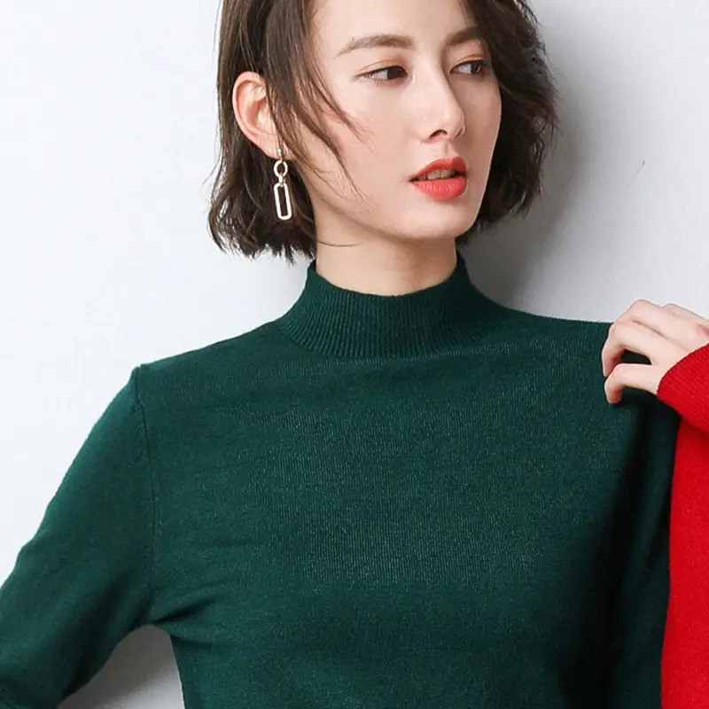 Women Wool Half Turtleneck Sweater Large Winter Warm - Image 6