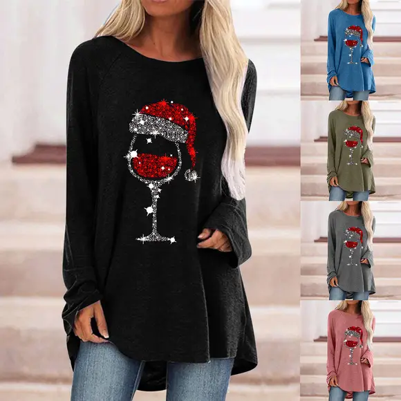Women's Blue Dragonfly Print Long Sleeve T-Shirt — feature 1