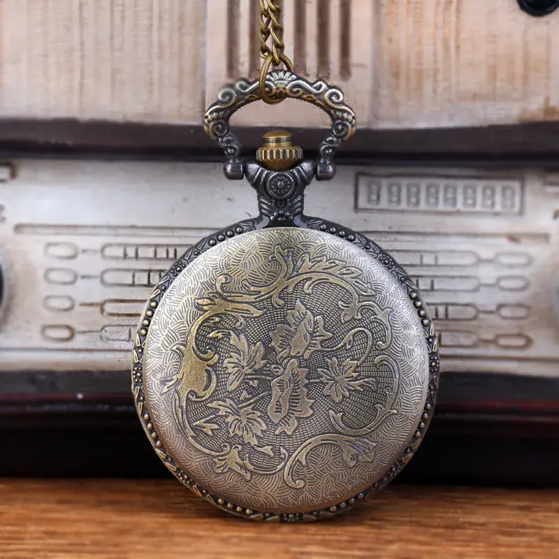 Bronze Earth Five-Pointed Star Pocket Watch Necklace