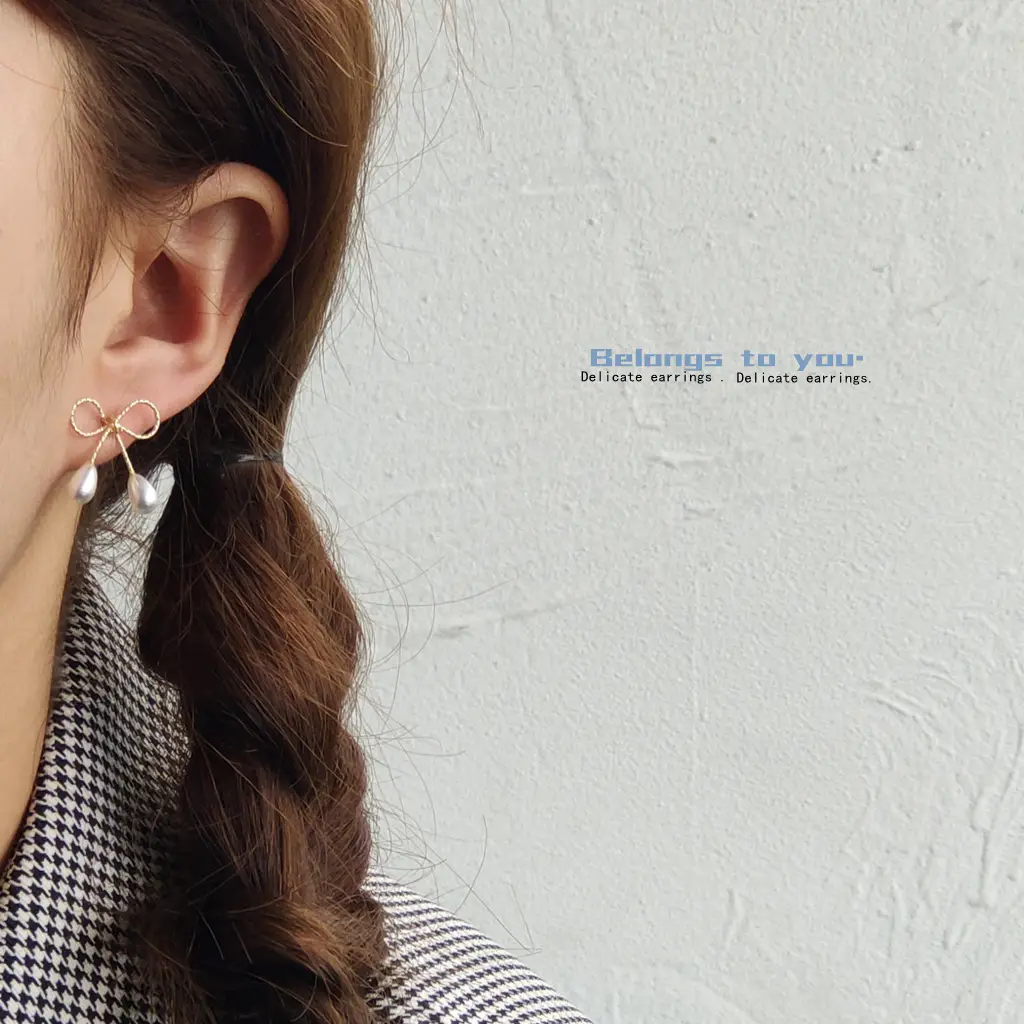 925 Silver Bow Earrings with Pearl Drop - Image 5