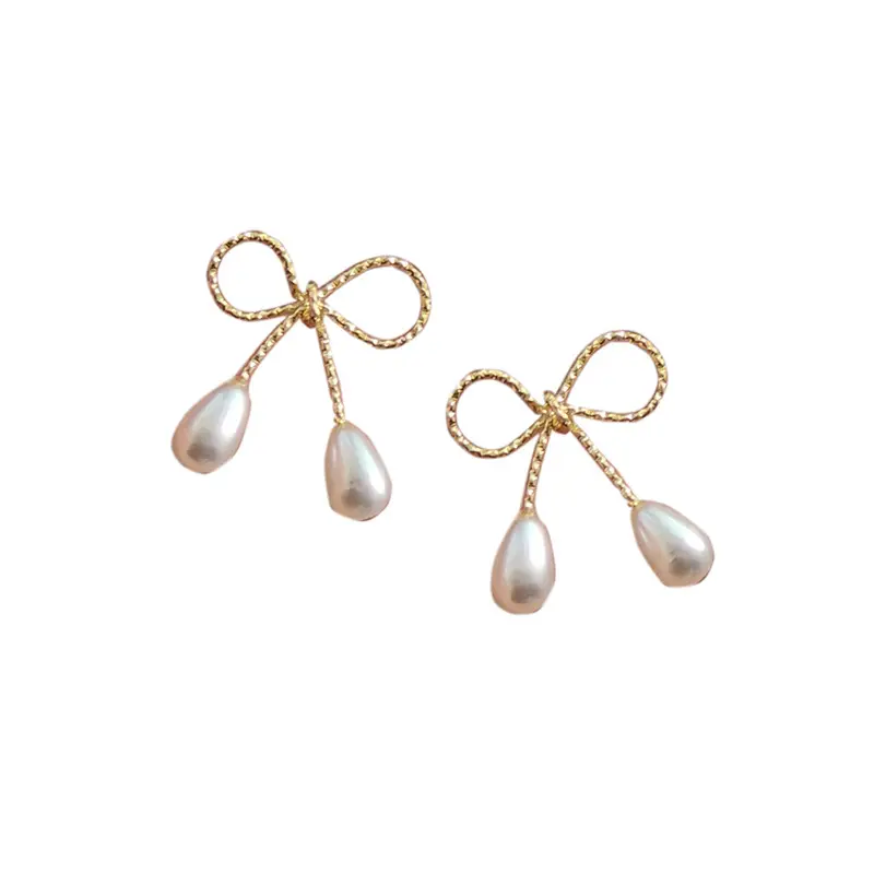 925 Silver Bow Earrings with Pearl Drop - Image 6