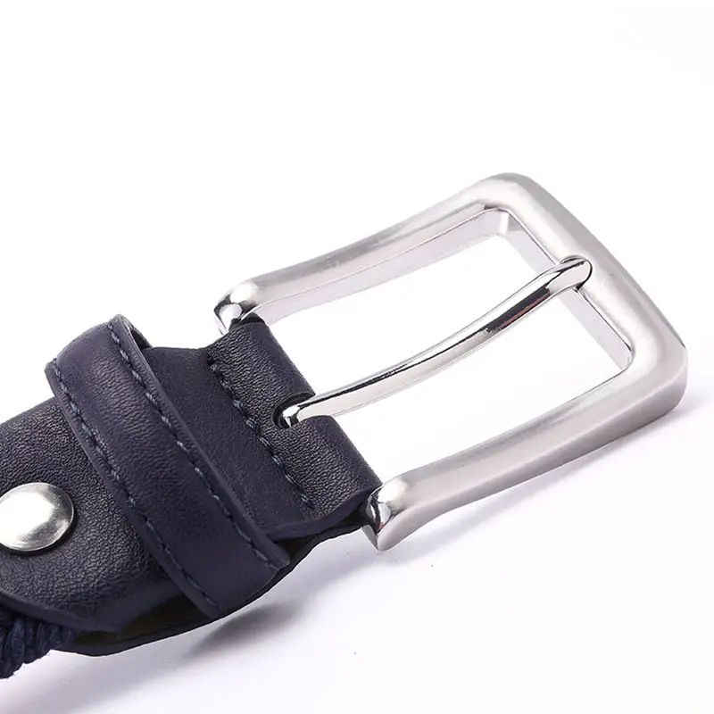 Men's Blue Fishbone Belt with Buckle - Image 6