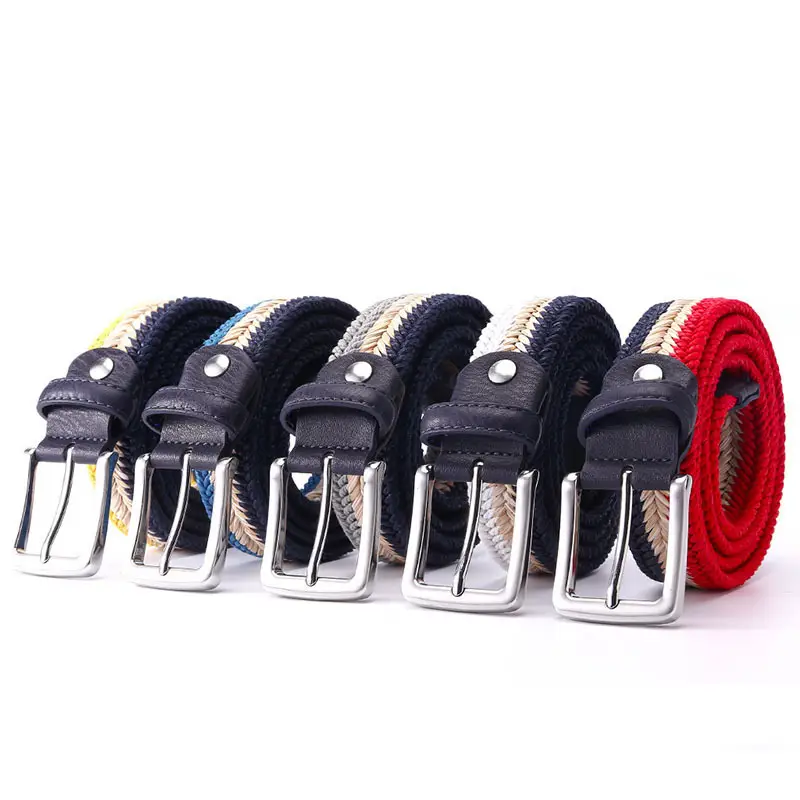 Men's Blue Fishbone Belt with Buckle - Image 7