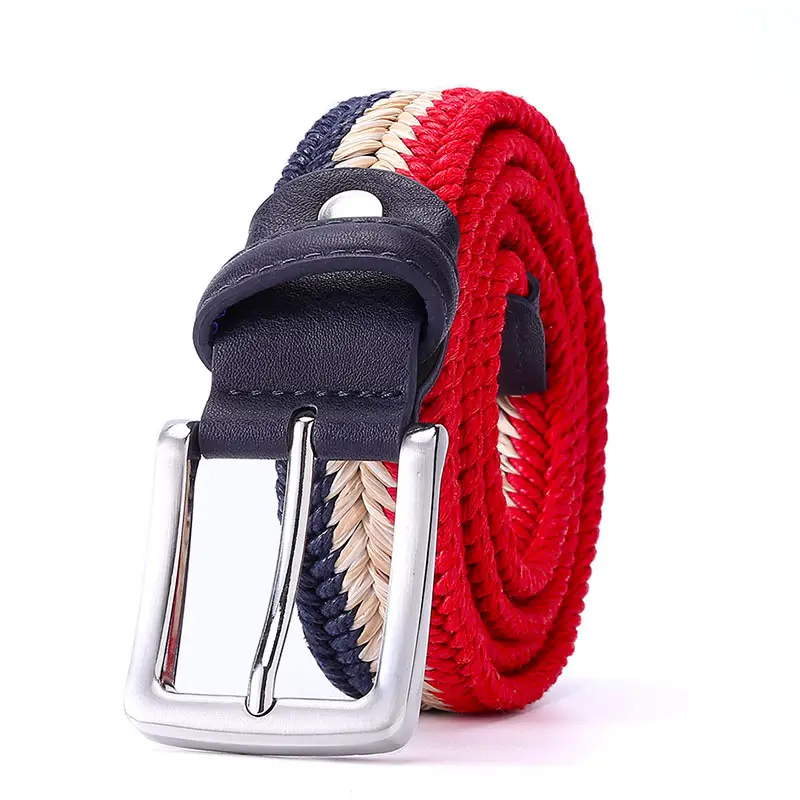 Men's Blue Fishbone Belt with Buckle - Image 9