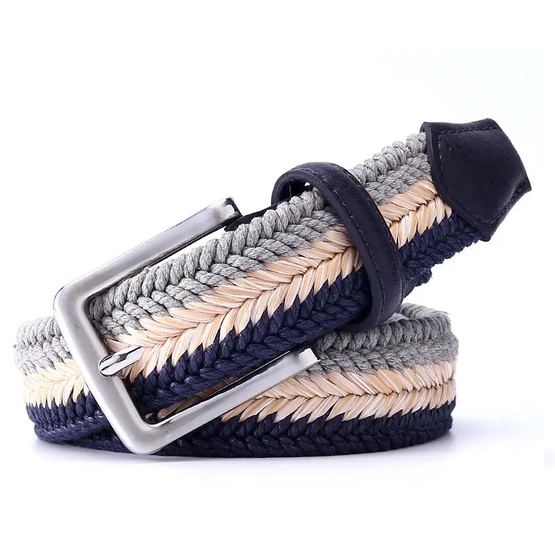 Men's Blue Fishbone Belt with Buckle