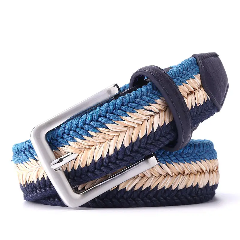 Men's Blue Fishbone Belt with Buckle - Image 2