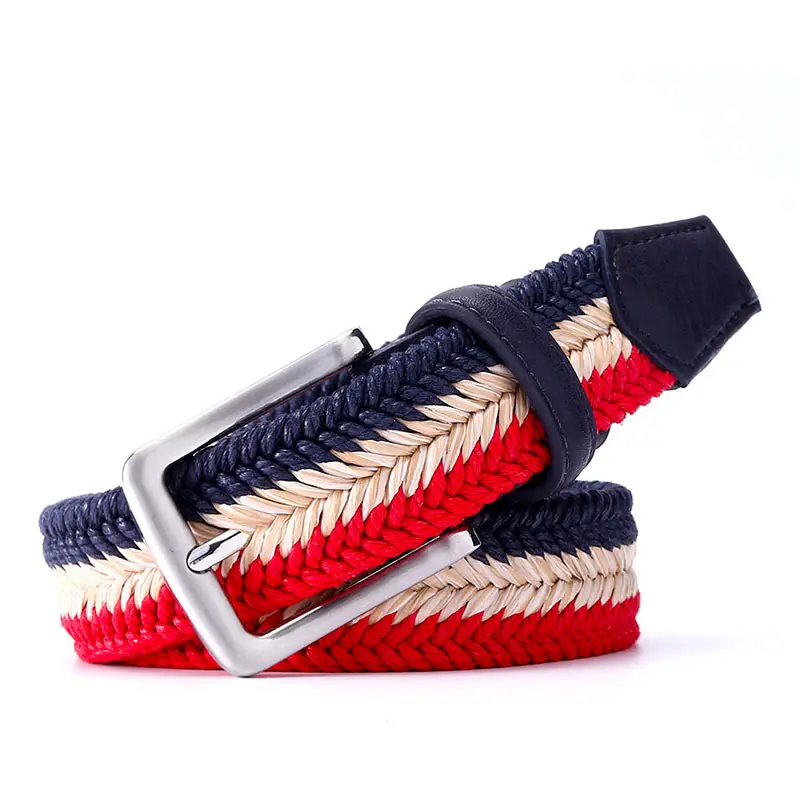 Men's Blue Fishbone Belt with Buckle - Image 3