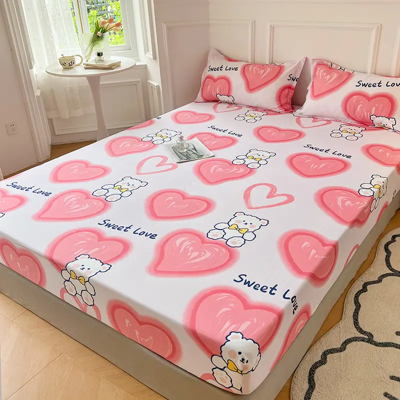 Single Bed Printed Cotton Mattress Cover with Pillowcase - Image 10