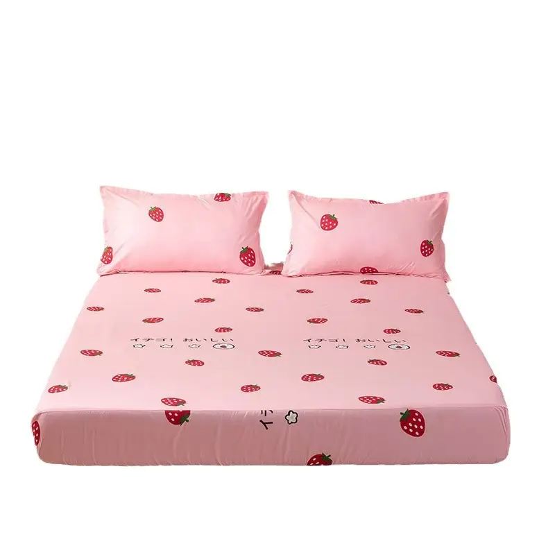 Single Bed Printed Cotton Mattress Cover with Pillowcase - Image 17