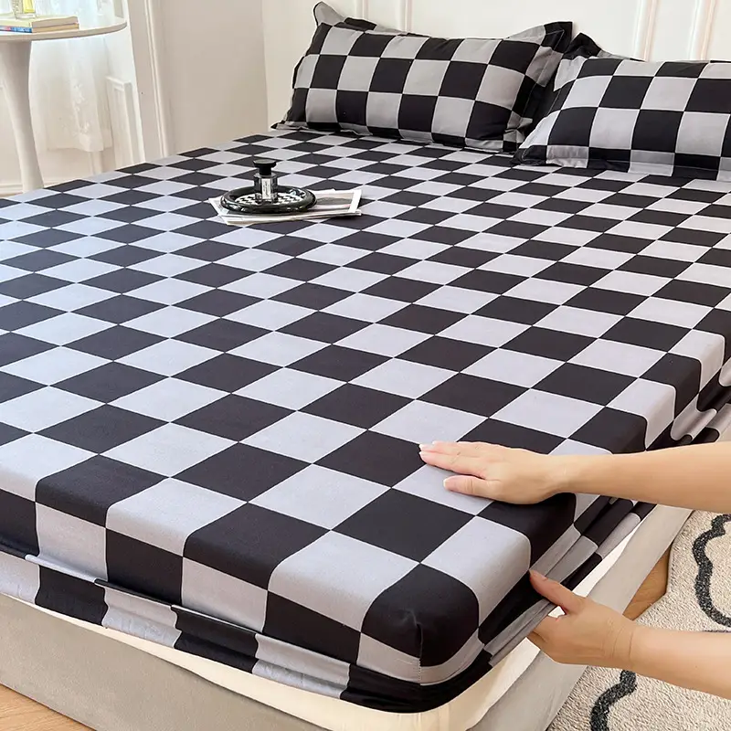 Single Bed Printed Cotton Mattress Cover with Pillowcase - Image 12