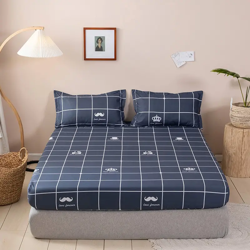 Single Bed Printed Cotton Mattress Cover with Pillowcase - Image 2
