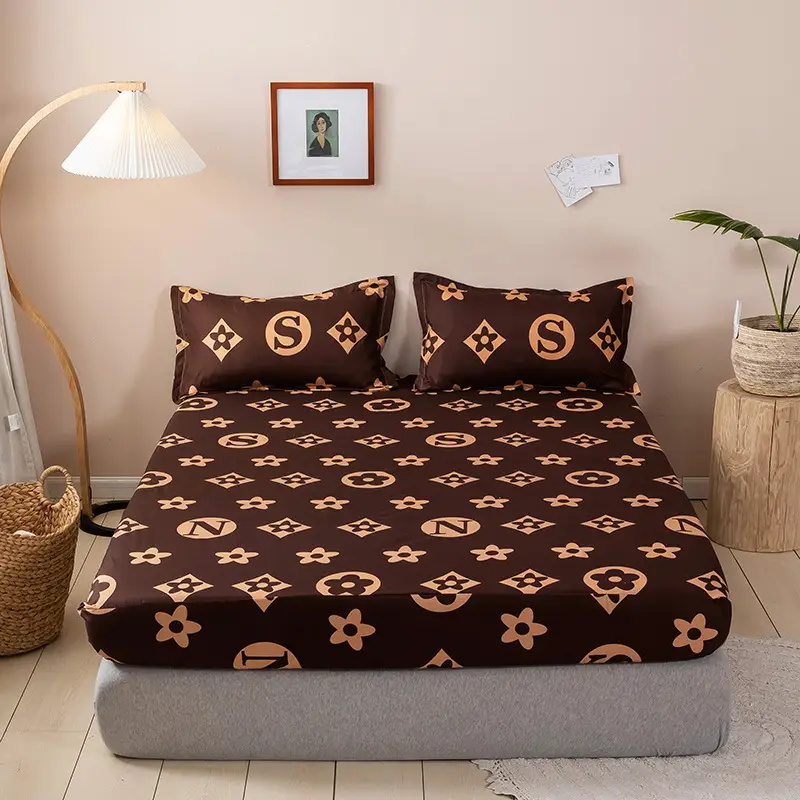 Single Bed Printed Cotton Mattress Cover with Pillowcase - Image 4