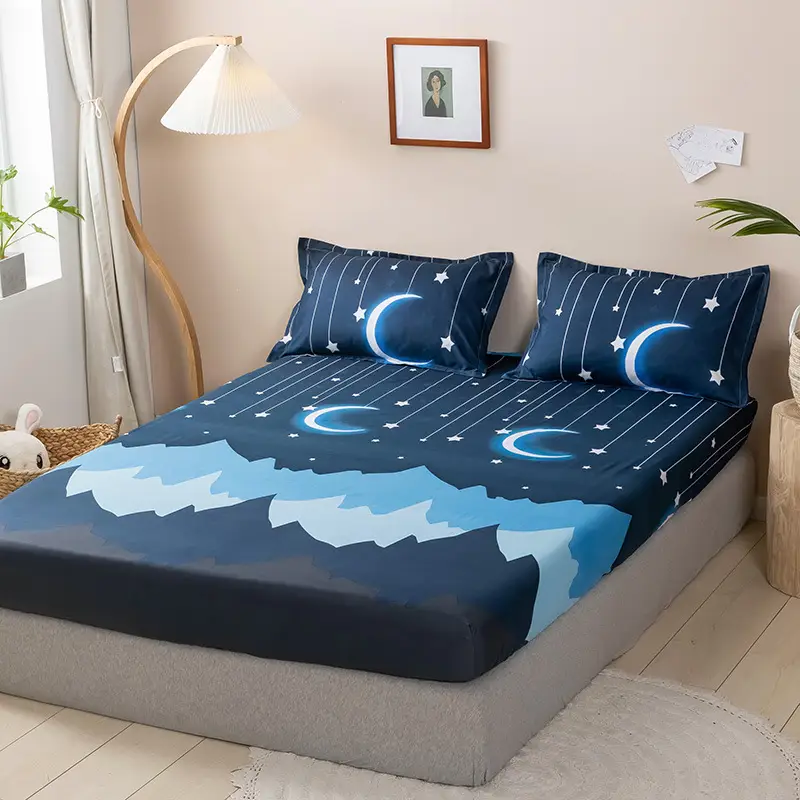 Single Bed Printed Cotton Mattress Cover with Pillowcase - Image 6