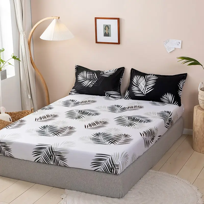 Single Bed Printed Cotton Mattress Cover with Pillowcase - Image 7