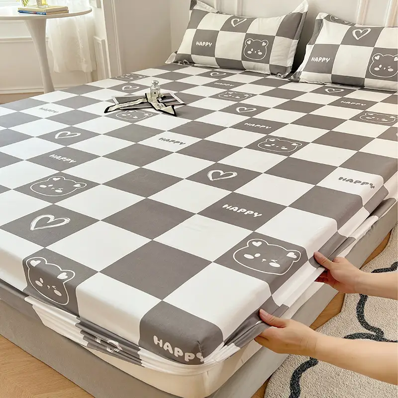 Single Bed Printed Cotton Mattress Cover with Pillowcase - Image 9