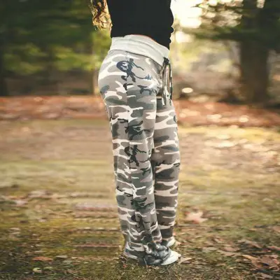 Printed Floral Wide Leg Pants Navy Blue Loose Fit - Image 22