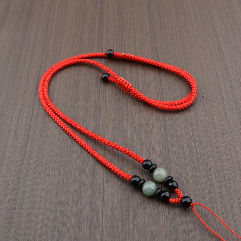 Hand-Woven Jade Pendant Necklace Red Cord - Image 24