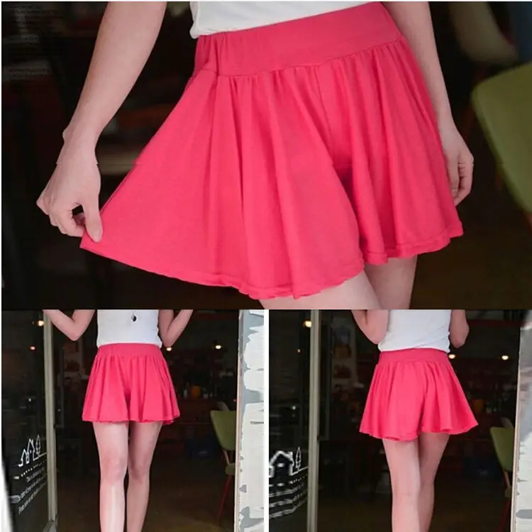 Women's Modal Shorts Pink Red Maroon Loose Fit Wide Leg