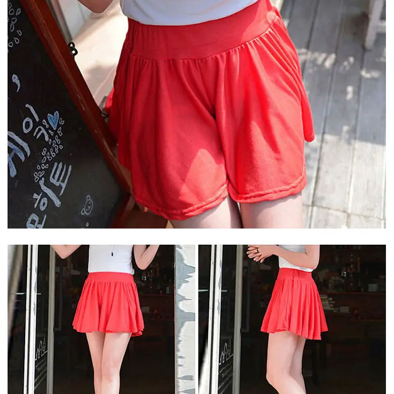 Women's Modal Shorts Pink Red Maroon Loose Fit Wide Leg