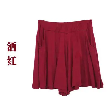 Women's Modal Shorts Pink Red Maroon Loose Fit Wide Leg