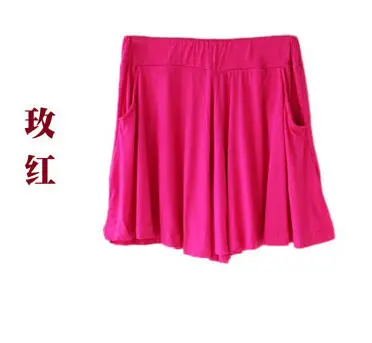 Women's Modal Shorts Pink Red Maroon Loose Fit Wide Leg