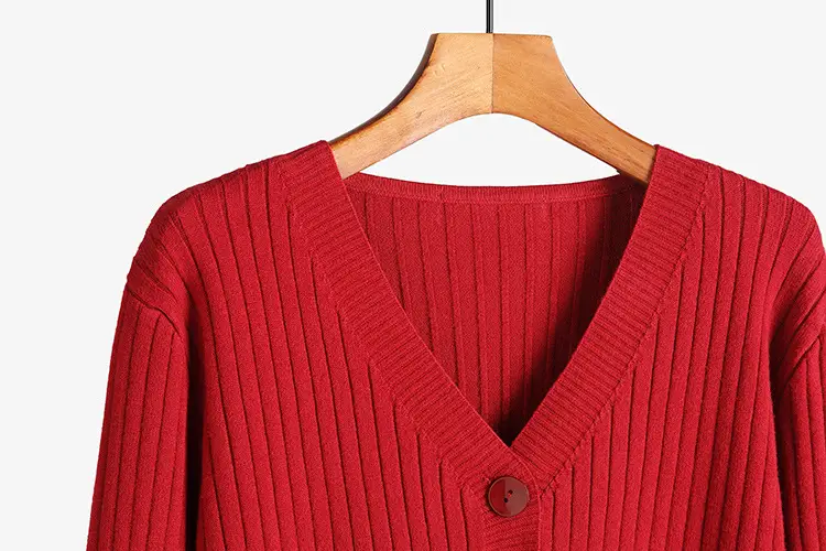 Women Light Blue Knitted V-Neck Cardigan Long Sleeve — feature 21