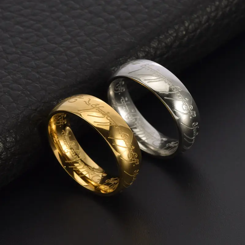 Titanium Steel Men's Rings Gold Silver Lord of the Rings Design - Image 4
