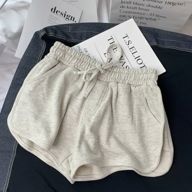 Women Slim Fit Shorts Black Gray White High Waist Loose Fit - Image 4
