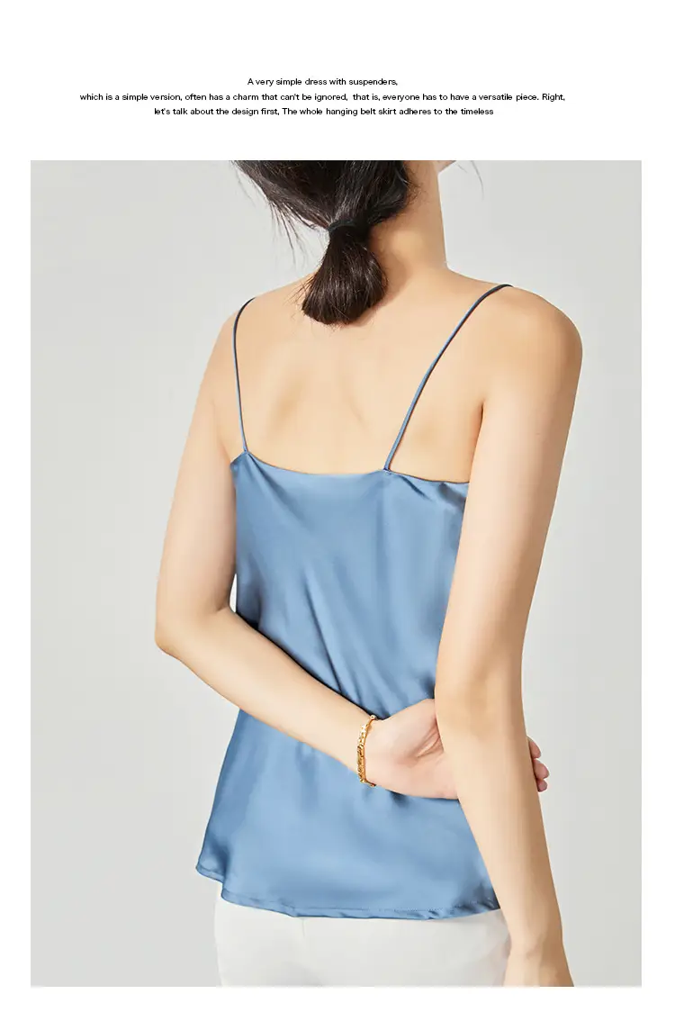 Women Silk Camisole Pile Collar Top Yellow — feature 18