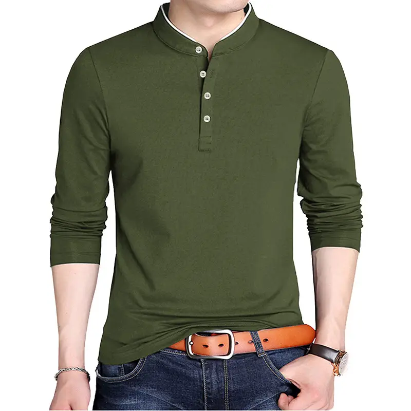 Men's Black Long Sleeve T-Shirt Solid Color Large - Image 8