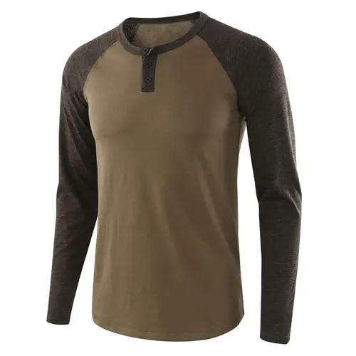 Men's Black Long Sleeve T-Shirt Solid Color Large — feature 2
