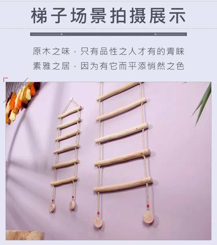 Pastoral Wooden Wall Decor Ladder for Home Photography Background — feature 11
