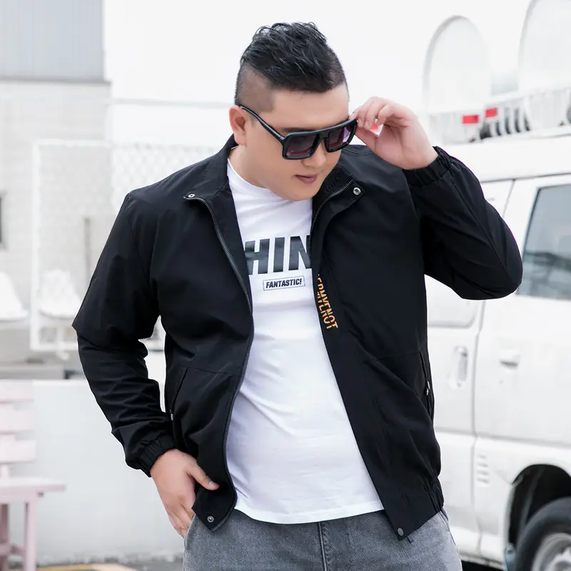 Men's Black Korean Style Jacket with Zip Front