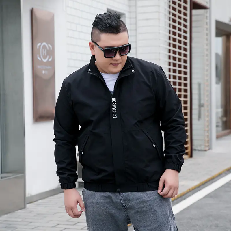 Men's Black Korean Style Jacket with Zip Front