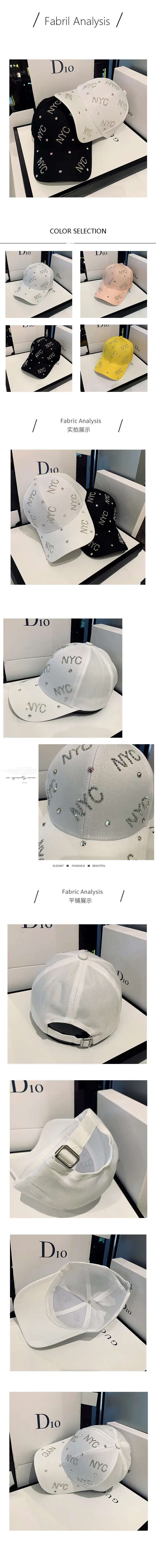Women's White NYC Rhinestone Baseball Cap Small — feature 1