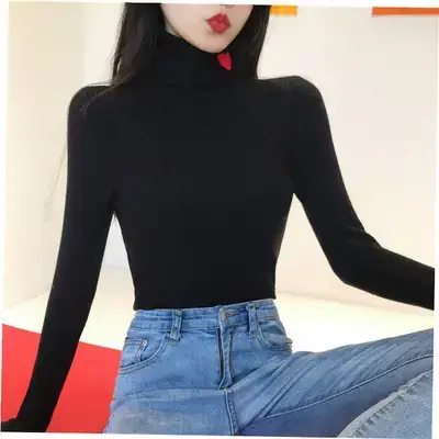 Women's Love Embroidered Turtleneck Sweater 2021 Winter - Image 3