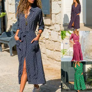 2022 Bohemian Printed V-Neck Long Sleeve Dress — feature 13