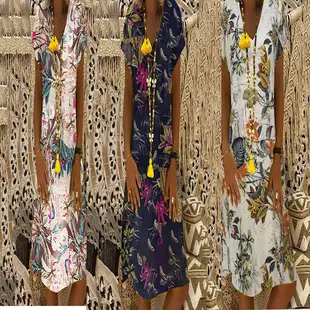 2022 Bohemian Printed V-Neck Long Sleeve Dress — feature 15